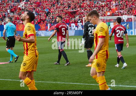 Pamplona, Spanien. 4. Juni 2023. Sport. Fußball. Fußballspiel von La Liga Santander zwischen CA Osasuna und dem FC Girona im El Sadar Stadion in Pamplona (Spanien) am 4. Juni 2023. Kredit: Inigo Alzugaray/Cordon Press Kredit: CORDON PRESS/Alamy Live News Stockfoto