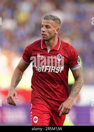 Genk, Belgien. 04. Juni 2023. GENK, BELGIEN - JUNI 4: Toby Alderweireld vom Royal Antwerpen FC schaut beim Jupiler Pro League-Spiel zwischen KRC Genk und Royal Antwerpen in der Cegeka Arena am 4. Juni 2023 in Genk, Belgien (Foto von Joris Verwijst/Orange Pictures). Guthaben: Orange Pics BV/Alamy Live News Stockfoto