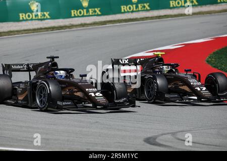 16 NISSANY Roy (isr), PHM Racing by Charouz, Dallara F2, Action 17 BENAVIDES Brad (Spa), PHM Racing by Charouz, Dallara F2, Action während der 6. Runde der FIA Formel-2-Meisterschaft 2023 vom 2. Bis 4. Juni 2023 auf dem Circuit de Barcelona-Catalunya, in Montmelo, Spanien - Foto: Xavi Bonilla/DPPI/LiveMedia Stockfoto