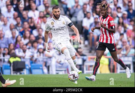 Madrid, Spanien. 04. Juni 2023. 04. Juni 2023; Santiago Bernabeu Stadion, Madrid, Spanien, Spanisch La Liga Fußball, Real Madrid vs Athletic Club Benzema 900/Cordon Press Credit: CORDON PRESS/Alamy Live News Stockfoto