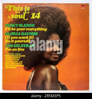 LP Cover of This is Soul 14, ein Album klassischer Soul Music, das 1975 veröffentlicht wurde Stockfoto