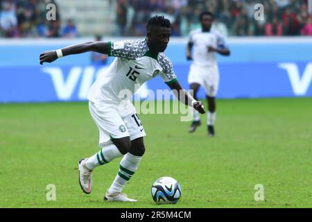 Santiago del Estero, Argentinien. 4. Juni 2023. Jude Sunday of Nigeria während des Viertelfinalspiels der FIFA U20 im Madres de Ciudades Stadium ( Kredit: Néstor J. Beremblum/Alamy Live News Stockfoto