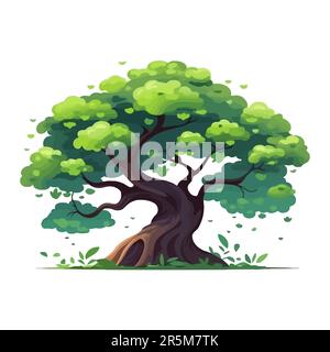 Grüner Cartoon-Baum. Baum isoliert auf weißem Hintergrund. Grüner Baum für Ihr Design. Vektordarstellung Stock Vektor