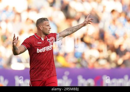 Genk, Belgien. 04. Juni 2023. GENK, BELGIEN - JUNI 4: Toby Alderweireld vom Royal Antwerpen FC Gesten während des Jupiler Pro League-Spiels zwischen KRC Genk und Royal Antwerpen in der Cegeka Arena am 4. Juni 2023 in Genk, Belgien (Foto von Joris Verwijst/Orange Pictures). Guthaben: Orange Pics BV/Alamy Live News Stockfoto