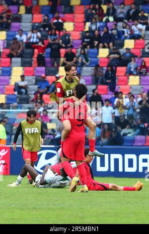 Santiago del Estero, Argentinien. 4. Juni 2023. Spieler aus Südkorea feiern die Klassifikation zum Halbfinale der FIFA-Weltmeisterschaft U20 im Madres de Ciudades Stadium ( Kredit: Néstor J. Beremblum/Alamy Live News Stockfoto