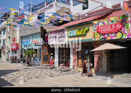 5th Avenue Shopping Street Playa Del Carmen Yucatan Mexiko Stockfoto