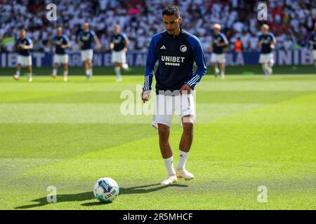 Kopenhagen, Dänemark. 04. Juni 2023. Zeca (10) des FC Kopenhagen wärmt sich vor dem Superliga-Spiel 3F zwischen dem FC Kopenhagen und dem Randers FC in Parken in Kopenhagen auf. (Foto: Gonzales Photo/Alamy Live News Stockfoto