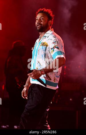 Miami, Florida, USA. 03. Juni 2023. Shaggy tritt während der Hot Summer Nights Tour im FPL Solar Amphitheatre am 3. Juni 2023 in Miami Florida auf. Kredit: Mpi04/Media Punch/Alamy Live News Stockfoto