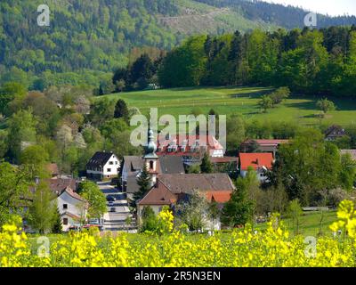 Moosbronn im N. Schwarzwald im Frühling, Marian Wallfahrtsort, Maria Hilf Wallfahrtskirche Stockfoto