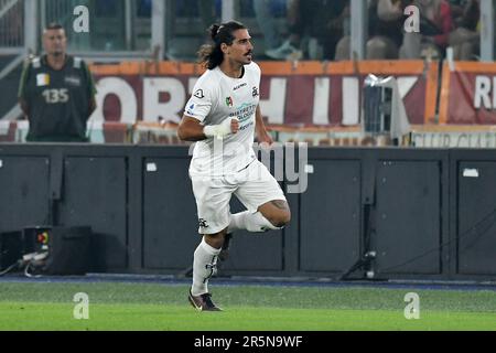 Stadio Olimpico, Rom, Italien. 4. Juni 2023. Serie A Fußball; Rom gegen Spezia; Dimitrios Nikolaou von Spezia feiert sein Tor für 0-1 in der 6.-minütigen Ausgabe: Action Plus Sports/Alamy Live News Stockfoto