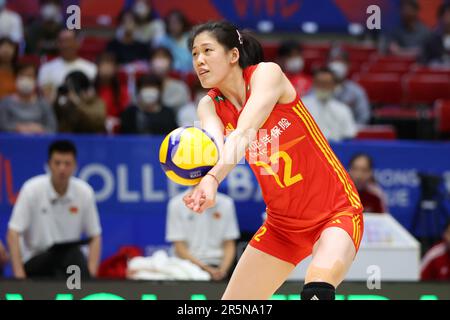 Nippongaishi Hall, Aichi, Japan. 3. Juni 2023. Li Yingying (CHN), 3. JUNI 2023 - Volleyball : FIVB Volleyball Nations League 2023 Women's Preliminary Round between China - Netherlands in Nippongaishi Hall, Aichi, Japan. Kredit: YUTAKA/AFLO SPORT/Alamy Live News Stockfoto