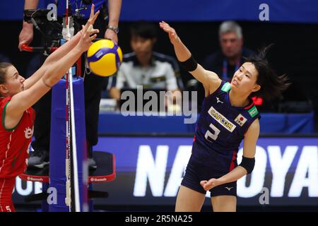 Nippongaishi Hall, Aichi, Japan. 3. Juni 2023. Kotona Hayashi (JPN), 3. JUNI 2023 - Volleyball : FIVB Volleyball Nations League 2023 Women's Preliminary Round between Bulgaria - Japan in Nippongaishi Hall, Aichi, Japan. Kredit: YUTAKA/AFLO SPORT/Alamy Live News Stockfoto