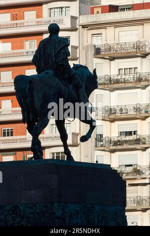 Reiterstatue von Jose Artigas, Plaza Independencia, Montevideo, Uruguay Stockfoto