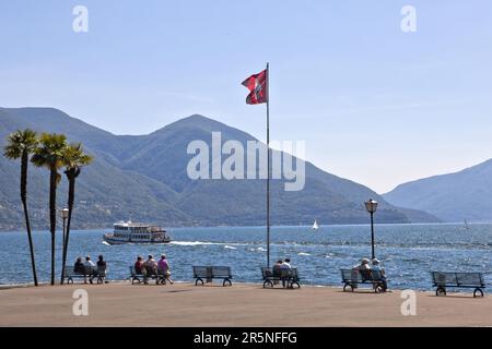 See Promande, Lago Maggiore, Ascona, Locarno, Kanton Ticino, Lago Maggiore, Tessin, Schweiz Stockfoto