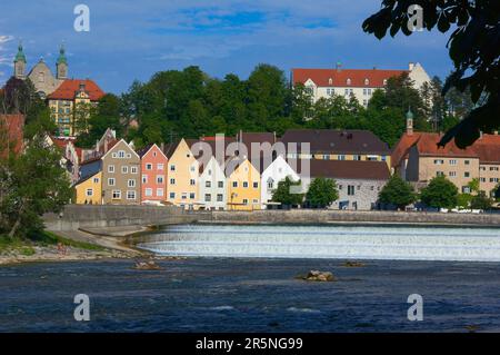Landsberg am Lech, Fluss Lech, Romantische Straße, Bayern, Deutschland Stockfoto