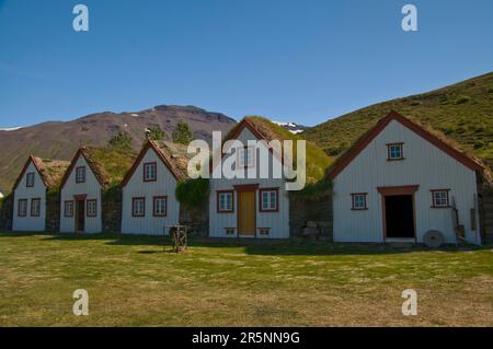 SoD-Häuser, Museum, Laufas, Island Stockfoto