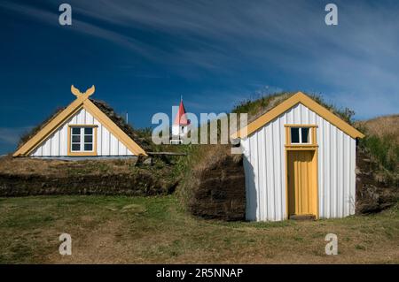 SoD-Häuser, Museum, Laufas, Island Stockfoto