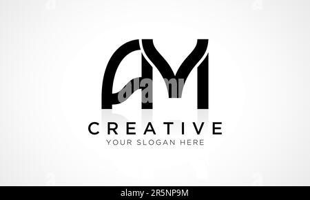 AM Letter Logo Design Vector Template. AM-Logo-Design mit Buchstabenanfang und glänzender Reflexion – Geschäftsabbildung. Stock Vektor