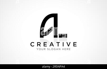 VORLAGE für LOGODESIGN MIT AL Letter. Logo-Design mit Buchstabe „Anfangsbuchstabe AL“ und glänzender Reflexion – Geschäftsabbildung. Stock Vektor