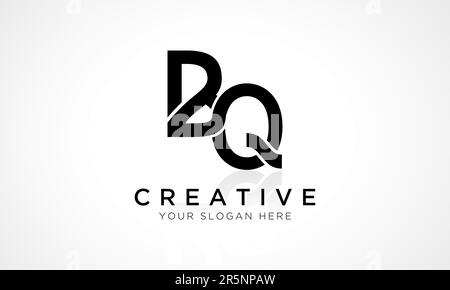 BQ Letter Logo Design Vector Template. BQ-Logo-Design mit Buchstabenanfang und glänzender Reflexion – Geschäftsabbildung. Stock Vektor