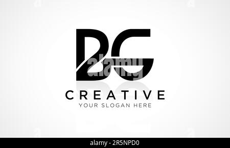 Vektorvorlage für Logo-Design im BG Letter-Format. BG-Logo-Design mit Buchstabenanfang und glänzender Reflexion – Geschäftsabbildung. Stock Vektor