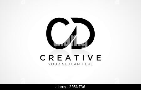 Vektorvorlage für Logo-Design mit CD-Letter. CD-Logo mit Buchstabe und glänzender Reflexion – Geschäftsabbildung. Stock Vektor