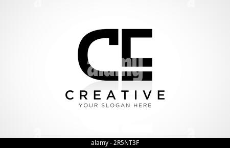 CE Letter Logo Design Vector Template. E-Mail-Logo mit Anfangsbuchstaben und glänzender Reflexion – Geschäftsabbildung. Stock Vektor