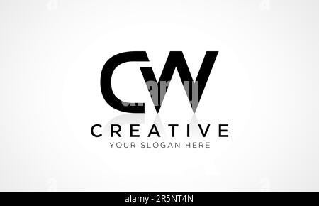 CW Letter Logo Design Vector Template. Buchstabe „CW-Logo“-Design mit glänzender Reflexion – Unternehmensdarstellung. Stock Vektor