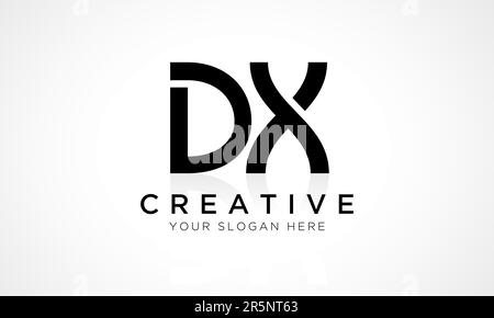 DX Letter Logo Design Vector Template. DX-Logo-Design mit Buchstabenanfang und glänzender Reflexion – Geschäftsabbildung. Stock Vektor