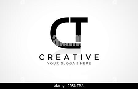Vektorvorlage für CT Letter-Logo-Design. Alphabetischer Anfangsbuchstabe CT-Logo-Design mit glänzender Reflexion – Geschäftsabbildung. Stock Vektor