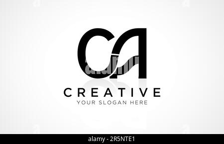 VORLAGE für LOGO-Design MIT CA Letter. Buchstabe „Anfangsbuchstabe CA“-Logo-Design mit glänzender Reflexion – Geschäftsabbildung. Stock Vektor