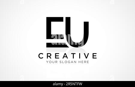 Vektorvorlage für das Logo mit EU-Buchstaben. EU-Logo-Design mit Buchstabenanfang und glänzender Reflexion – Geschäftsabbildung. Stock Vektor