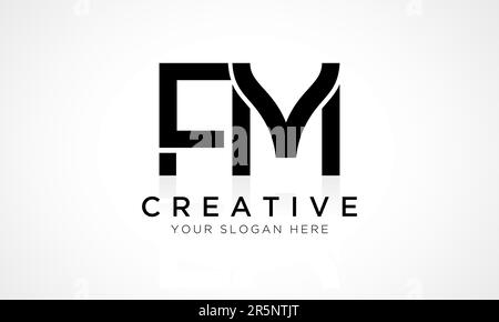 FM Letter Logo Design Vector Template. FM-Logo-Design mit Buchstabenanfang und glänzender Reflexion – Geschäftsdarstellung. Stock Vektor