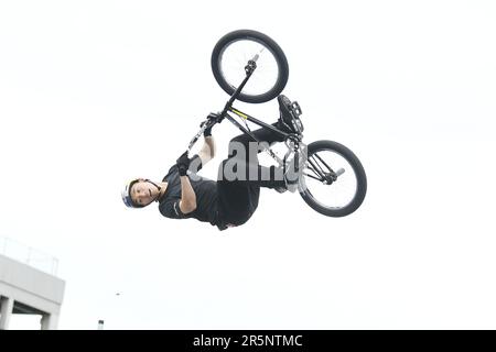 Kanagawa, Japan. 4. Juni 2023. Rim Nakamura Cycling : 2023 Mynavi Japan Cup YOKOSUKA BMX Freestyle Park Elite Finale für Männer im Umikaze Park in Kanagawa, Japan . Kredit: Itaru Chiba/AFLO/Alamy Live News Stockfoto