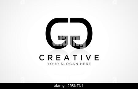 Design-Vektorvorlage für GG-Letter-Logos. GG-Logo-Design mit Buchstabenanfang und glänzender Reflexion – Geschäftsabbildung. Stock Vektor