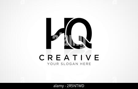 HQ Letter Logo Design Vector Template. Buchstabe Anfangsbuchstabe HQ Logo-Design mit glänzender Reflexion Geschäftsdarstellung. Stock Vektor
