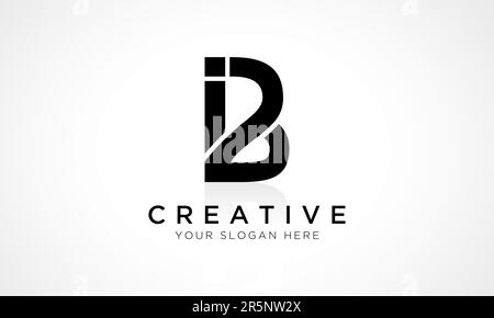 IB Letter Logo Design Vector Template. IB-Logo-Design mit Buchstabenanfang und glänzender Reflexion – Geschäftsabbildung. Stock Vektor