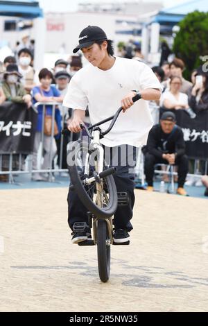 Kanagawa, Japan. 4. Juni 2023. Yu Katagiri Radfahren : 2023 Mynavi Japan Cup YOKOSUKA BMX Freestyle Flatland Elite Finale für Männer im Umikaze Park in Kanagawa, Japan . Kredit: Itaru Chiba/AFLO/Alamy Live News Stockfoto