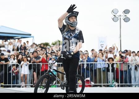 Kanagawa, Japan. 4. Juni 2023. Toshio Takagi Radfahren : 2023 Mynavi Japan Cup YOKOSUKA BMX Freestyle Park Elite Finale für Männer im Umikaze Park in Kanagawa, Japan . Kredit: Itaru Chiba/AFLO/Alamy Live News Stockfoto