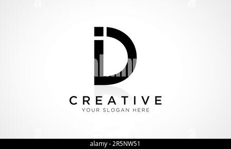 Logo-Design-Vektorvorlage für ID Letter. Buchstabenanfang Logo-Design mit glänzender Reflexion – Geschäftsabbildung. Stock Vektor
