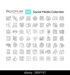 Kalender für soziale Medien - Linearsymbole festgelegt Stock Vektor