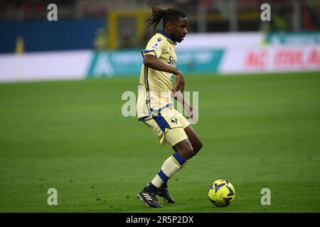 Mailand, Italien. 04. Juni 2023. Adrien Tameze (Hellas Verona) während des italienischen Spiels „Serie A“ zwischen Mailand 3-1 Hellas Verona im Giuseppe Meazza Stadion am 4. Juni 2023 in Mailand, Italien. Kredit: Maurizio Borsari/AFLO/Alamy Live News Kredit: Aflo Co Ltd./Alamy Live News Stockfoto