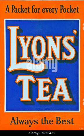 Ein Werbeschild aus altem Emaille für Lyons Tea Stockfoto