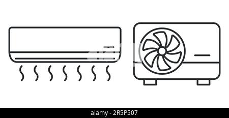 Geteiltes Klimaanlagensystem eingestellt. Symbole der Klimaanlage. Vektordarstellung. Eps 10. Stock Vektor