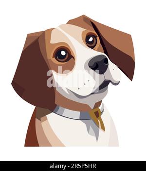 Süßer Beagle Hund Flachvektor-Illustration isoliert. Stock Vektor