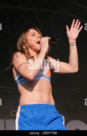 Melanie C, Mel C, Auftritt beim Wychwood Festival, Cheltenham, Großbritannien. 4. Juni 2023 Stockfoto