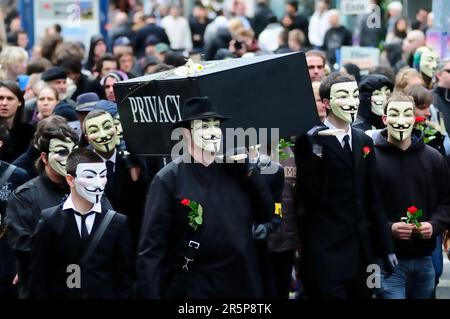 Wien, Österreich. 31. März 2012. Demonstration gegen Datenspeicherung in Wien Stockfoto