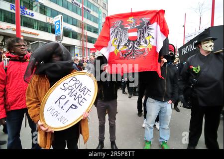 Wien, Österreich. 31. März 2012. Demonstration gegen Datenspeicherung in Wien Stockfoto