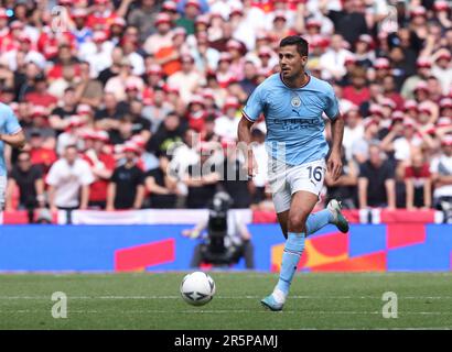 London, Großbritannien. 03. Juni 2023. Rodrigo (MC) beim Emirates FA Cup-Finale Manchester City gegen Manchester United im Wembley Stadium, London, UK, am 3. Juni 2023. Kredit: Paul Marriott/Alamy Live News Stockfoto