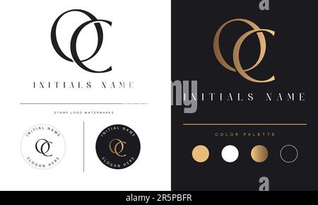 Luxuriöses CO- oder OC-Logo mit Text und Buchstaben in Monogramm Stock Vektor
